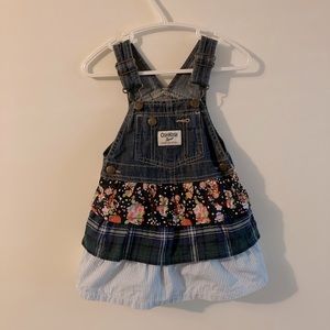 OshKosh B’Gosh Denim Overall Skirt Size 18 Months Baby Girl Overalls